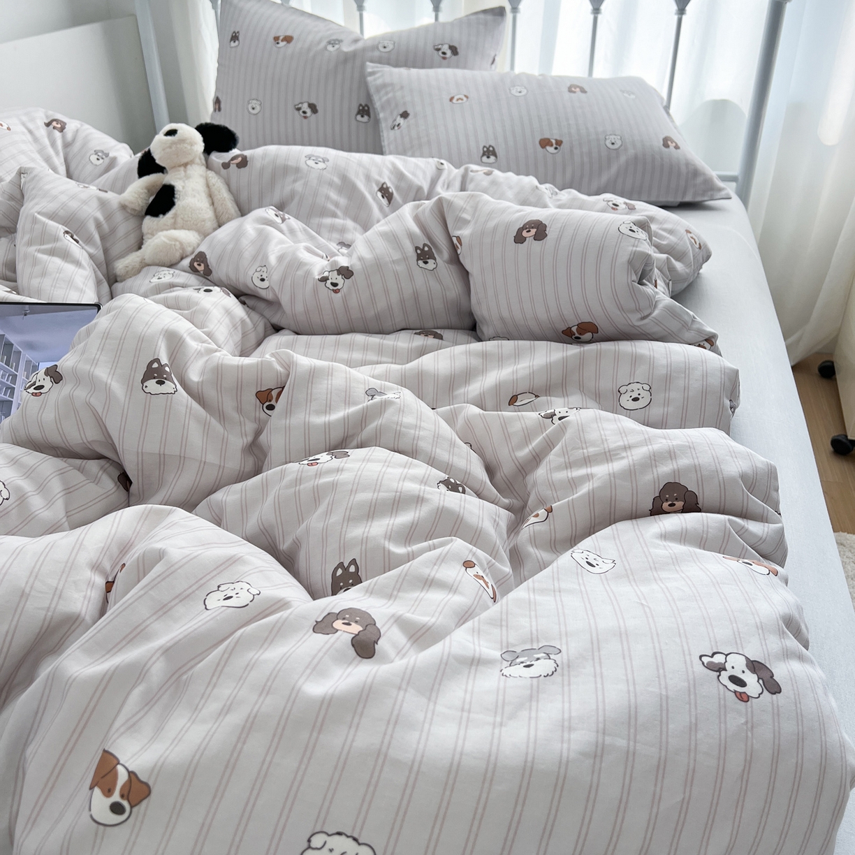 91家纺网 家纺一手货源 找家纺 （总）早晨家纺 2026新款INS博主风卡通A类全棉纯棉双层纱四件套