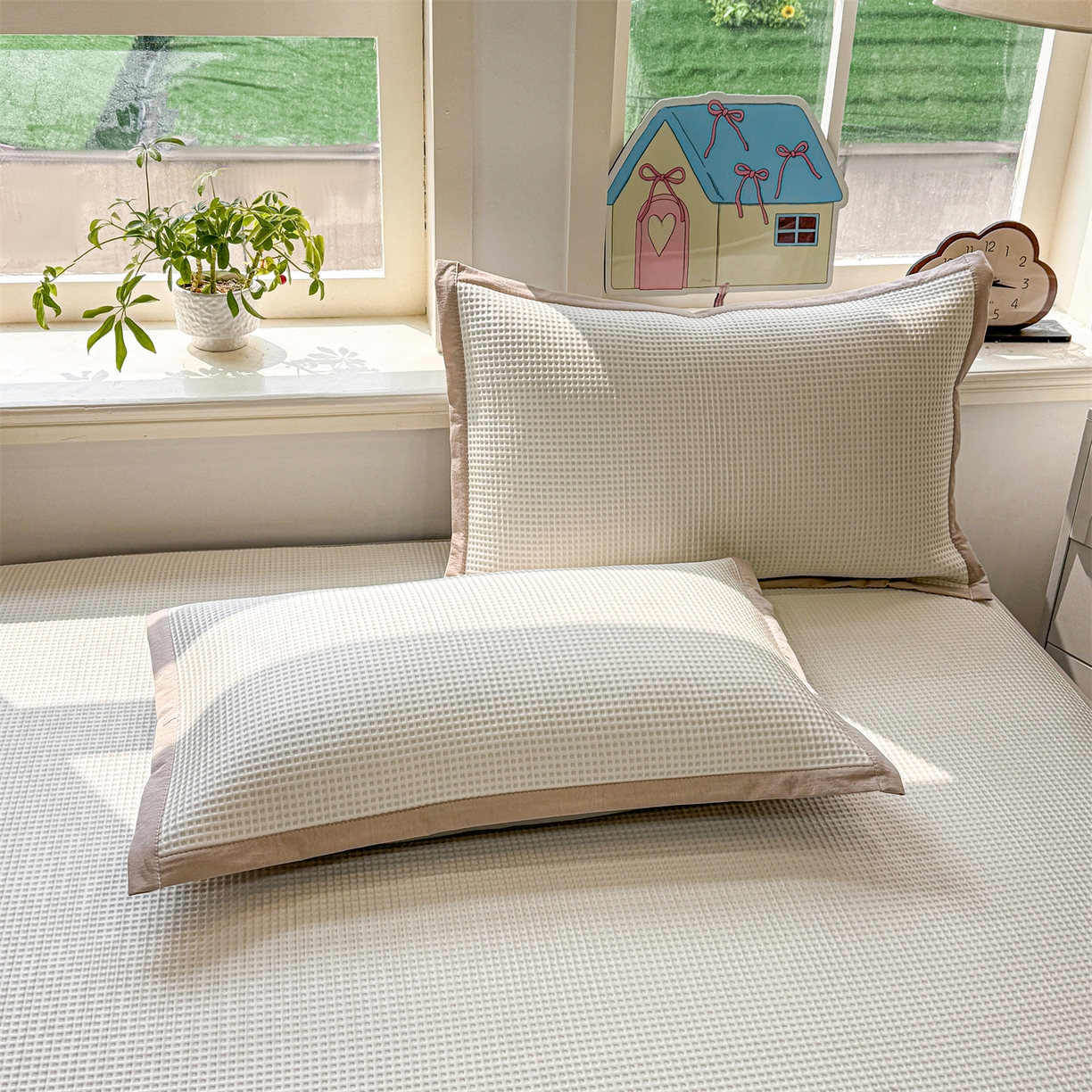 91家纺网 家纺一手货源 找家纺 （总）源舍家纺 2026新款乙纶PE国标凉席华夫格卡通刺绣可机洗凉感值0.23床笠款