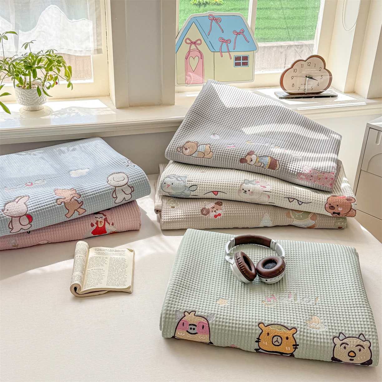 91家纺网 家纺一手货源 找家纺 (总) 源舍 2025热款新品冰豆豆提花小冰熊系列凉席高颜值凉豆豆软席床单款【配精美手提袋+A类+凉感值检测报告】