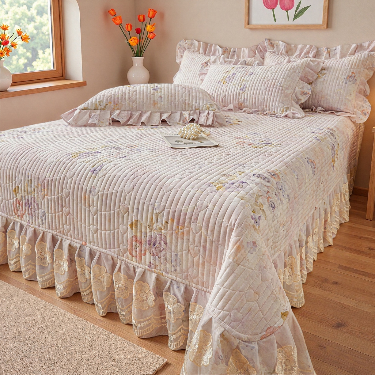 91家纺网 家纺一手货源 找家纺 宜凡家纺 2026新款全棉数码印花床盖三四件套①号系列三件套 香雪海