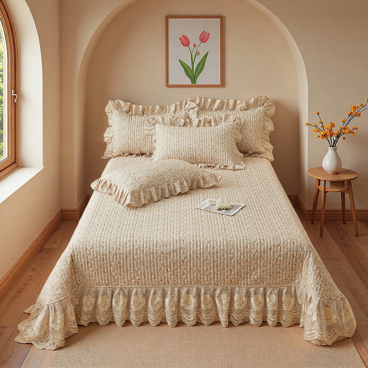 91家纺网 家纺一手货源 找家纺 宜凡家纺 2026新款全棉数码印花床盖三四件套①号系列三件套 云卷