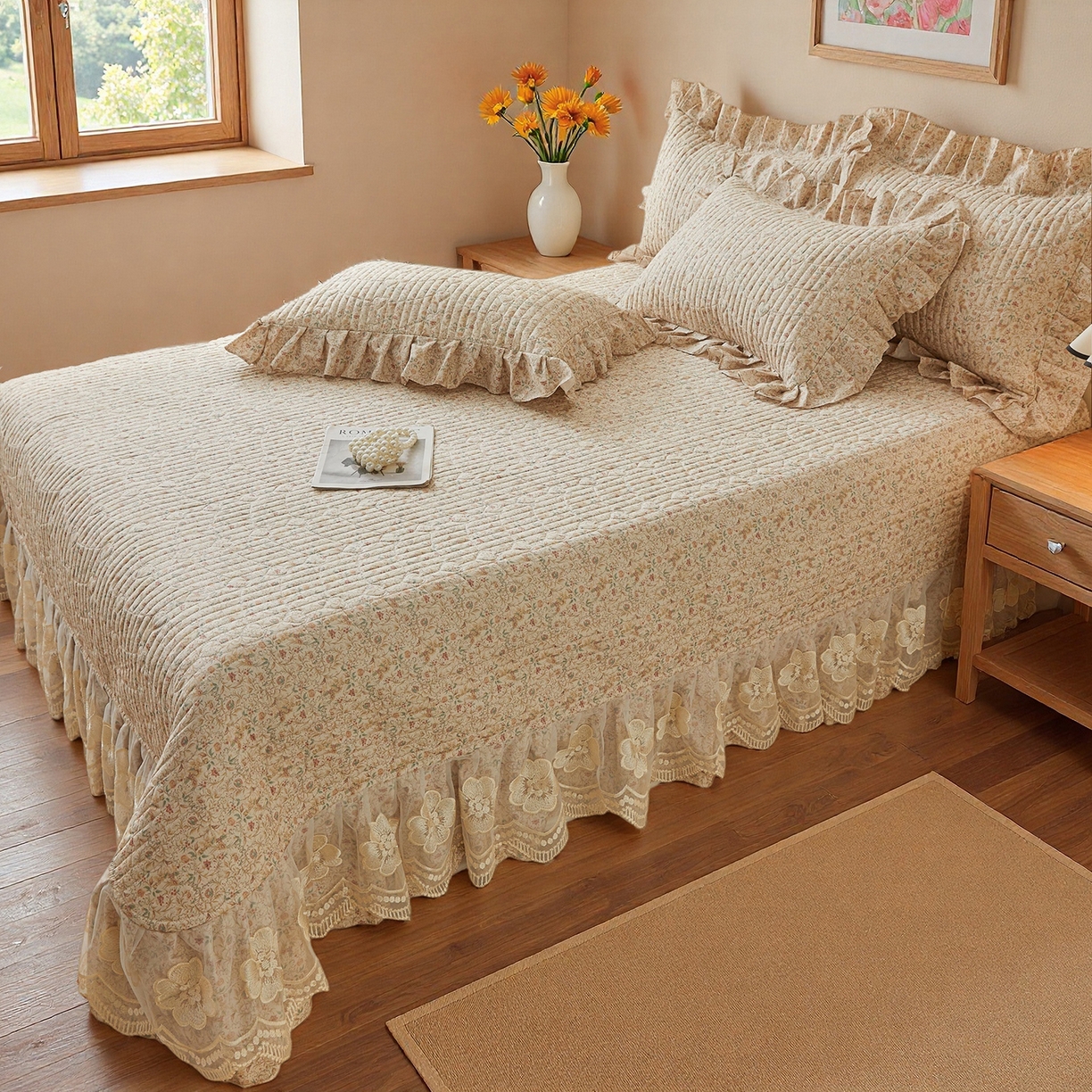 91家纺网 家纺一手货源 找家纺 宜凡家纺 2026新款全棉数码印花床盖三四件套①号系列三件套 云卷