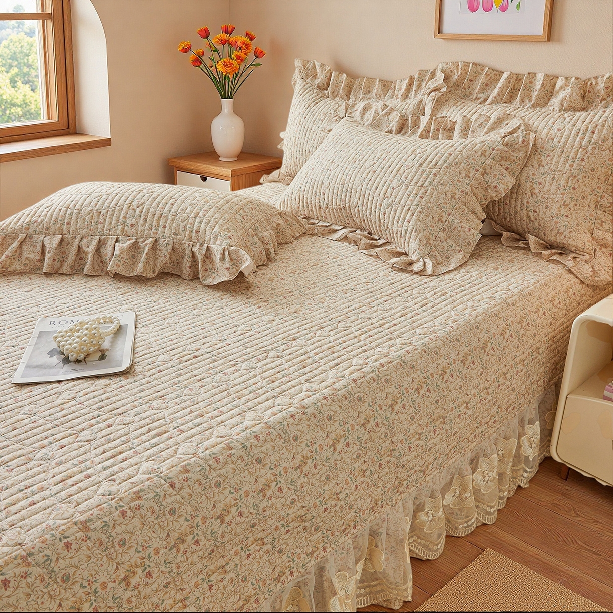 91家纺网 家纺一手货源 找家纺 宜凡家纺 2026新款全棉数码印花床盖三四件套①号系列三件套 云卷