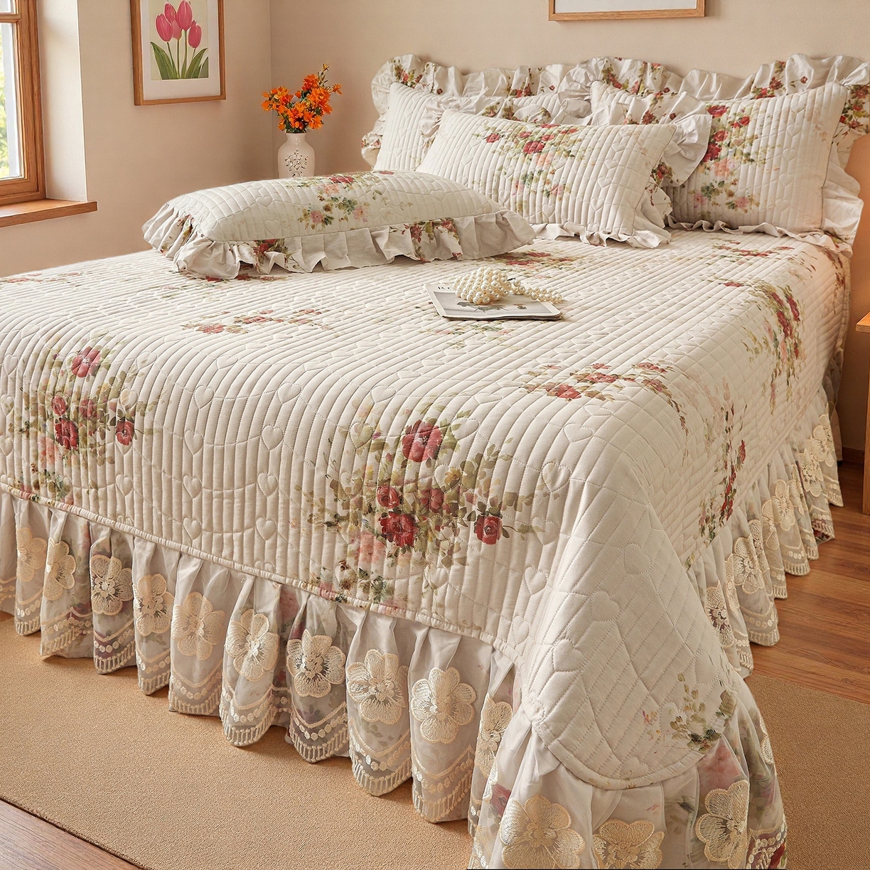 91家纺网 家纺一手货源 找家纺 宜凡家纺 2026新款全棉数码印花床盖三四件套①号系列三件套 云栀