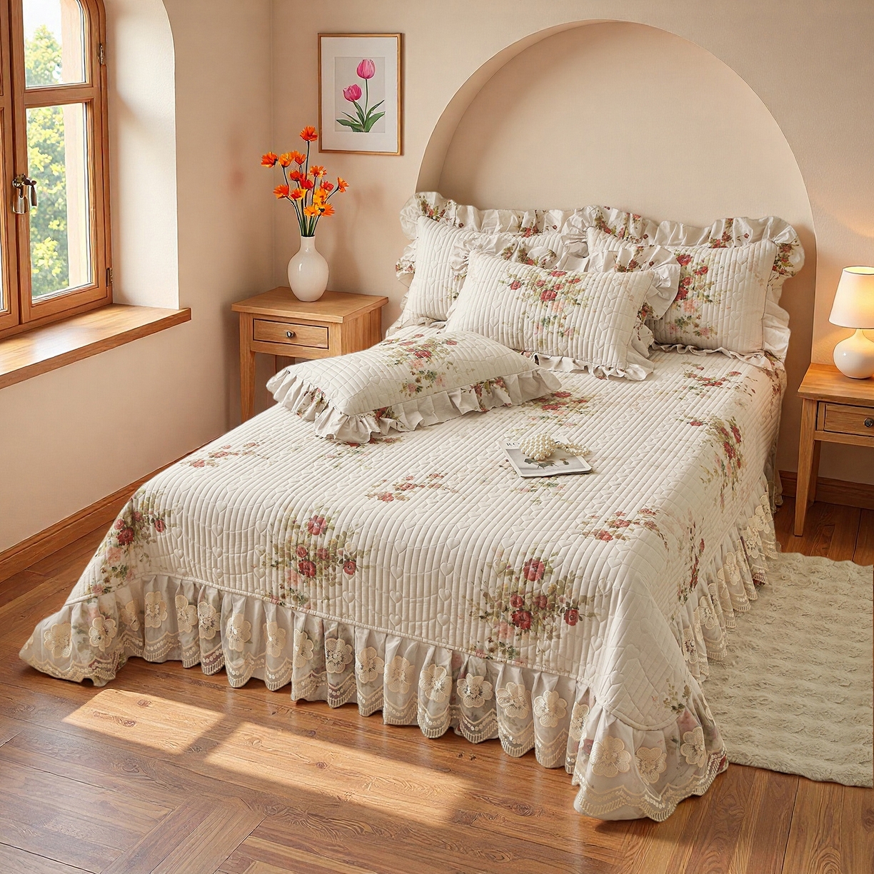 91家纺网 家纺一手货源 找家纺 宜凡家纺 2026新款全棉数码印花床盖三四件套①号系列三件套 云栀