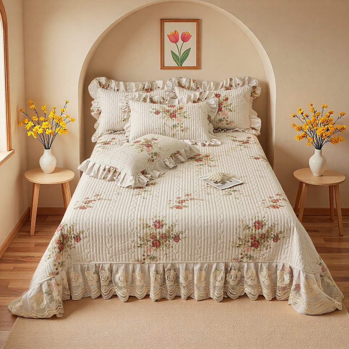 91家纺网 家纺一手货源 找家纺 宜凡家纺 2026新款全棉数码印花床盖三四件套①号系列三件套 云栀