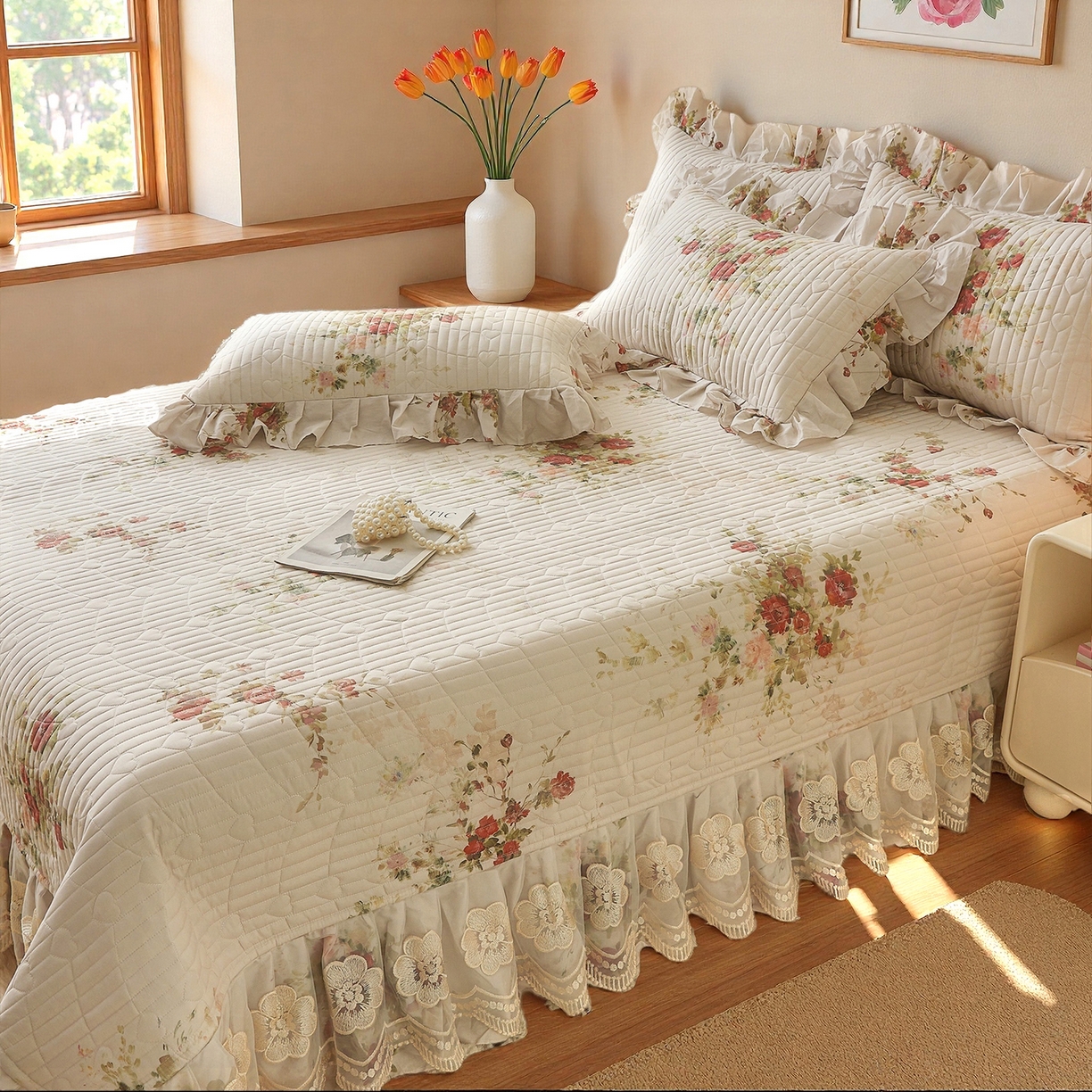 91家纺网 家纺一手货源 找家纺 宜凡家纺 2026新款全棉数码印花床盖三四件套①号系列三件套 云栀