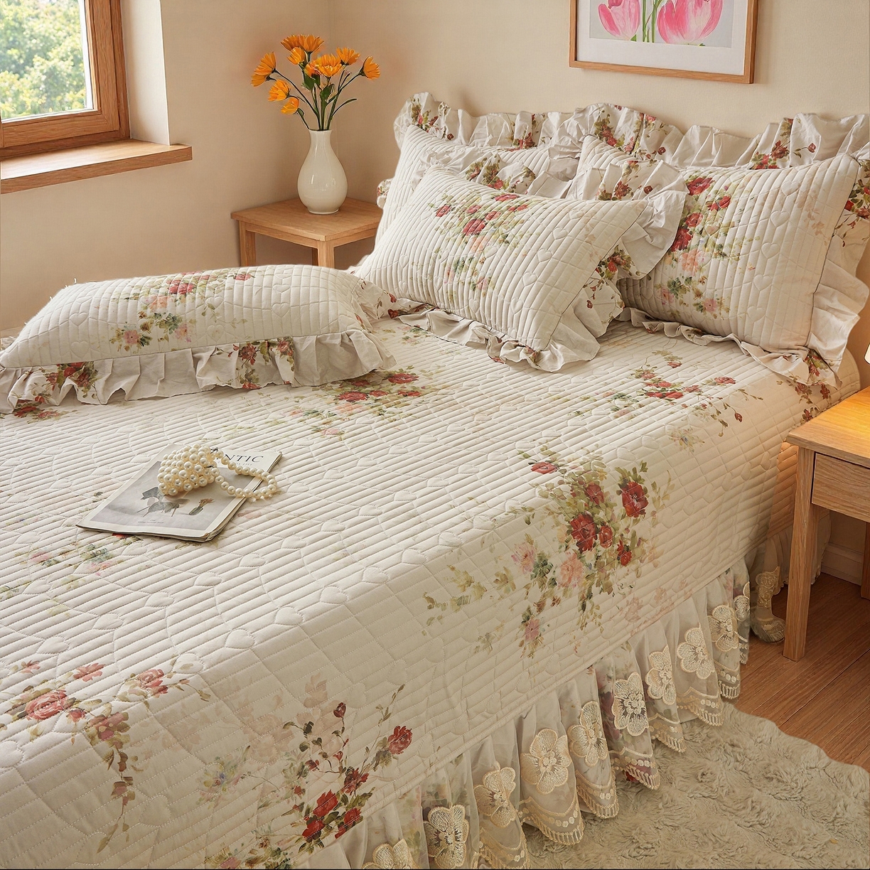 91家纺网 家纺一手货源 找家纺 宜凡家纺 2026新款全棉数码印花床盖三四件套①号系列三件套 云栀