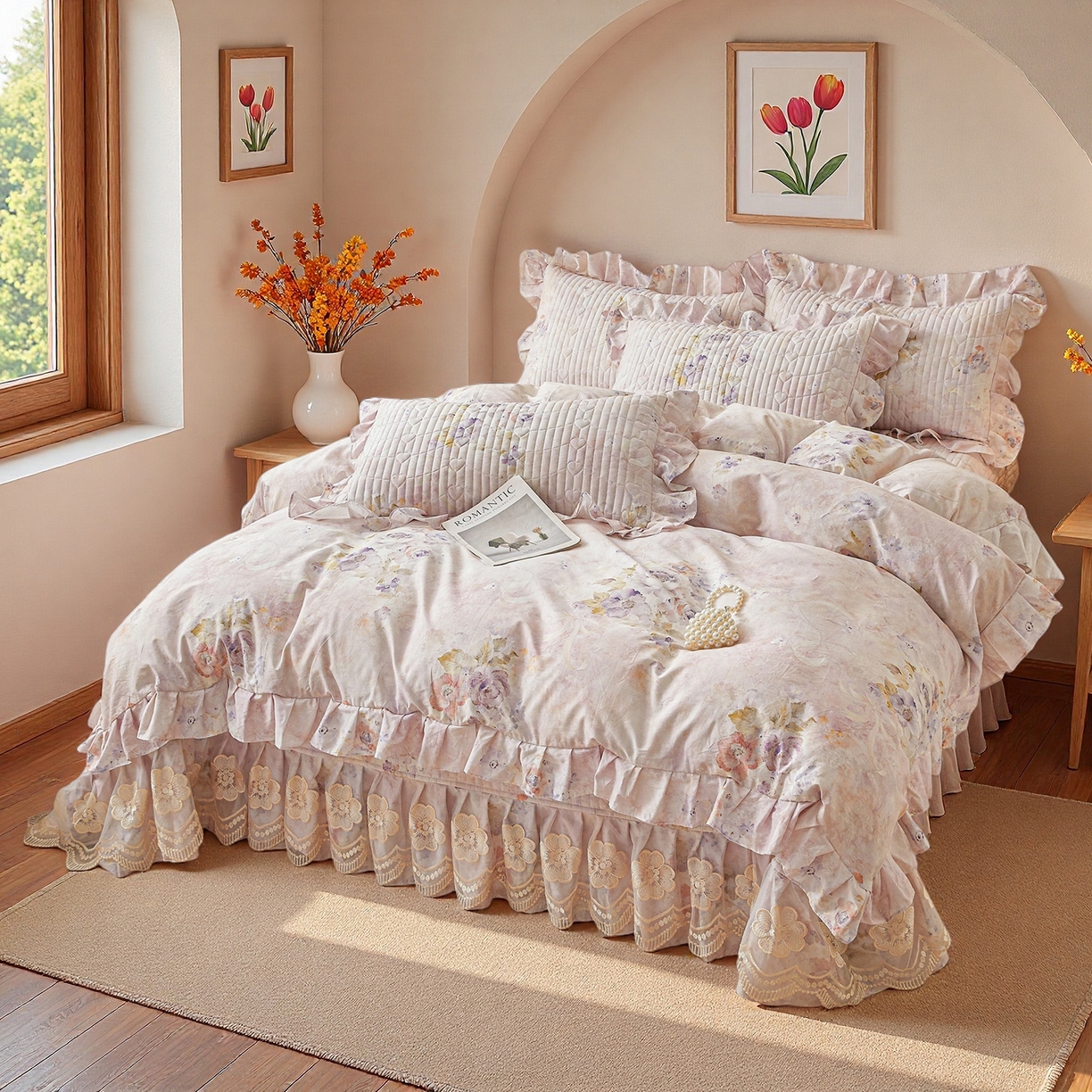 91家纺网 家纺一手货源 找家纺 宜凡家纺 2026新款全棉数码印花床盖三四件套①号系列四件套 香雪海