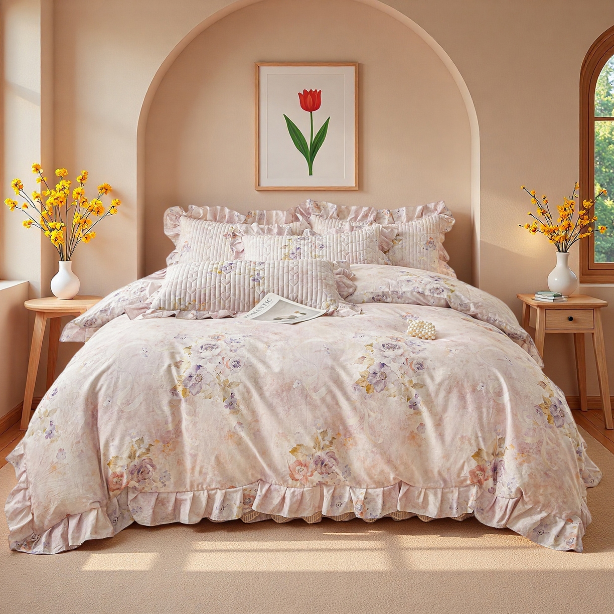 91家纺网 家纺一手货源 找家纺 宜凡家纺 2026新款全棉数码印花床盖三四件套①号系列四件套 香雪海