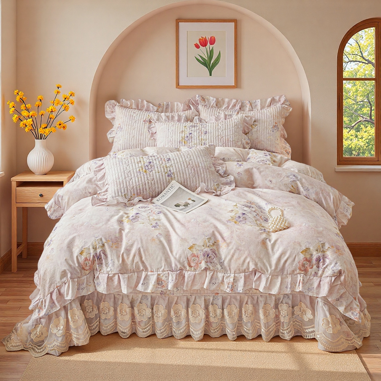 91家纺网 家纺一手货源 找家纺 宜凡家纺 2026新款全棉数码印花床盖三四件套①号系列四件套 香雪海