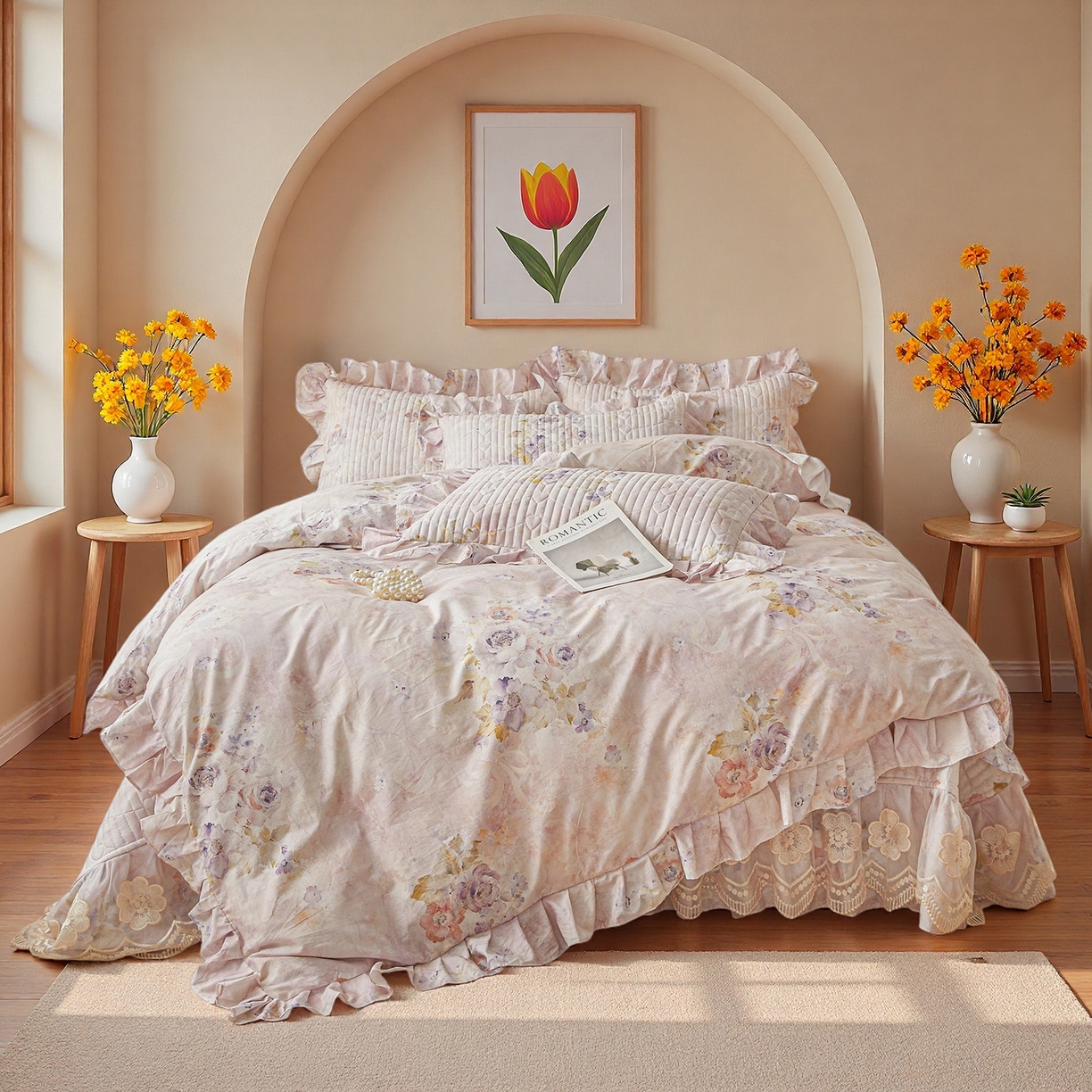 91家纺网 家纺一手货源 找家纺 宜凡家纺 2026新款全棉数码印花床盖三四件套①号系列四件套 香雪海