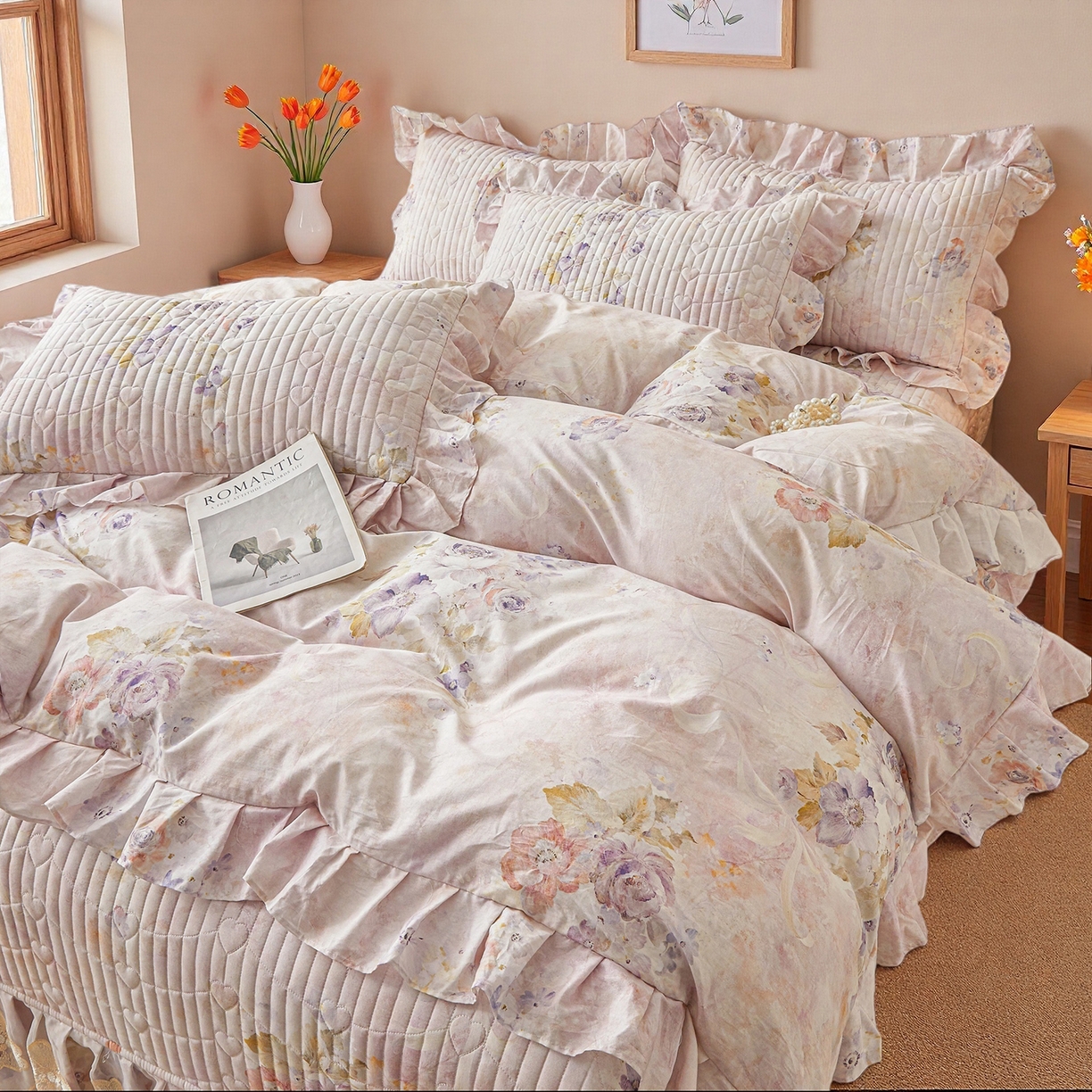 91家纺网 家纺一手货源 找家纺 宜凡家纺 2026新款全棉数码印花床盖三四件套①号系列四件套 香雪海