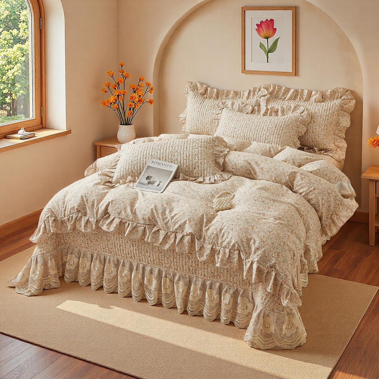 91家纺网 家纺一手货源 找家纺 宜凡家纺 2026新款全棉数码印花床盖三四件套①号系列四件套 云卷