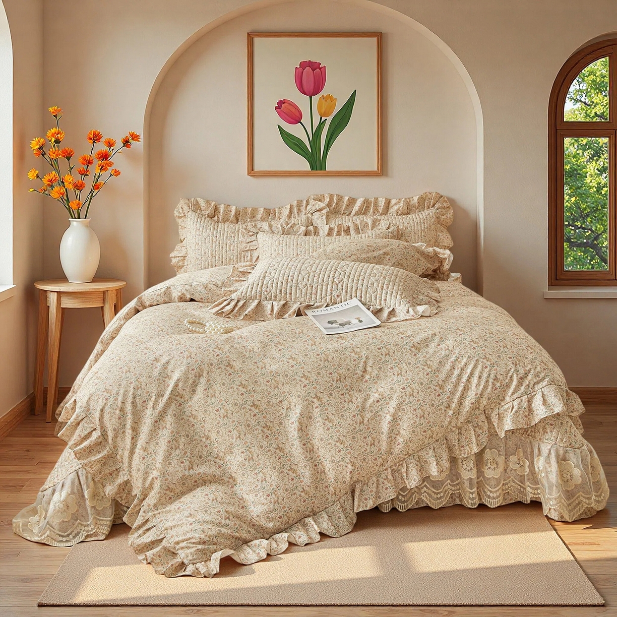 91家纺网 家纺一手货源 找家纺 宜凡家纺 2026新款全棉数码印花床盖三四件套①号系列四件套 云卷