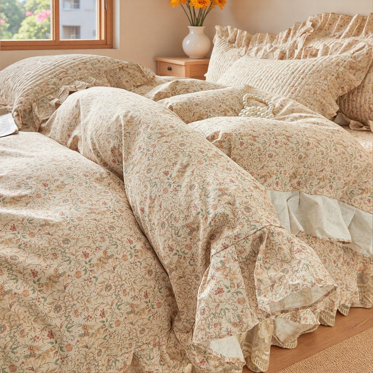 91家纺网 家纺一手货源 找家纺 宜凡家纺 2026新款全棉数码印花床盖三四件套①号系列四件套 云卷