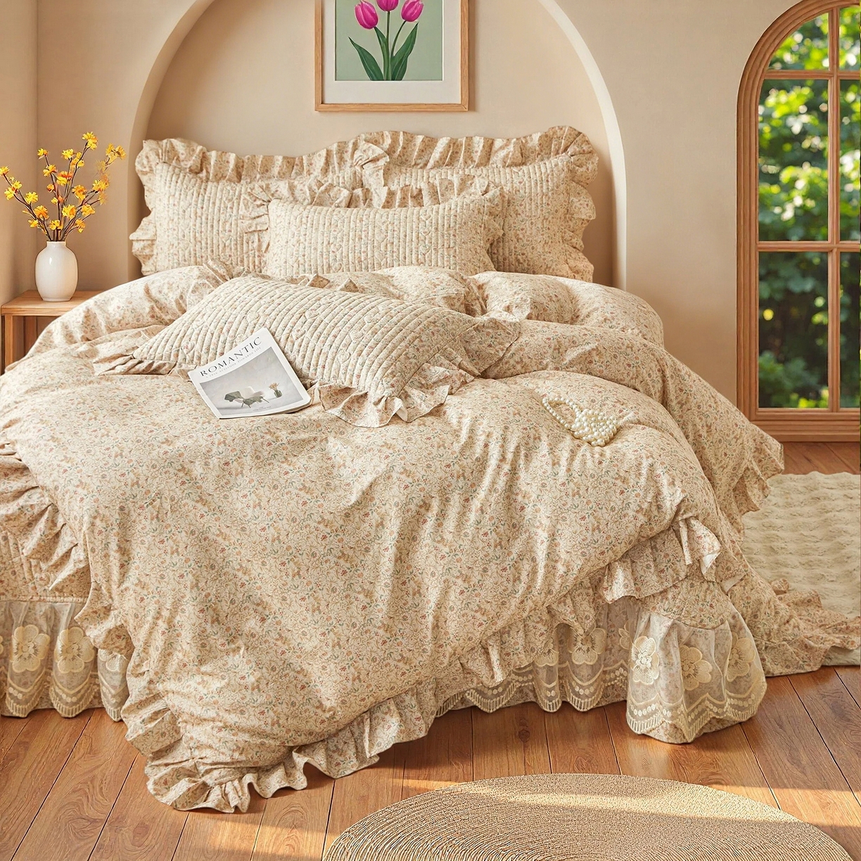 91家纺网 家纺一手货源 找家纺 宜凡家纺 2026新款全棉数码印花床盖三四件套①号系列四件套 云卷