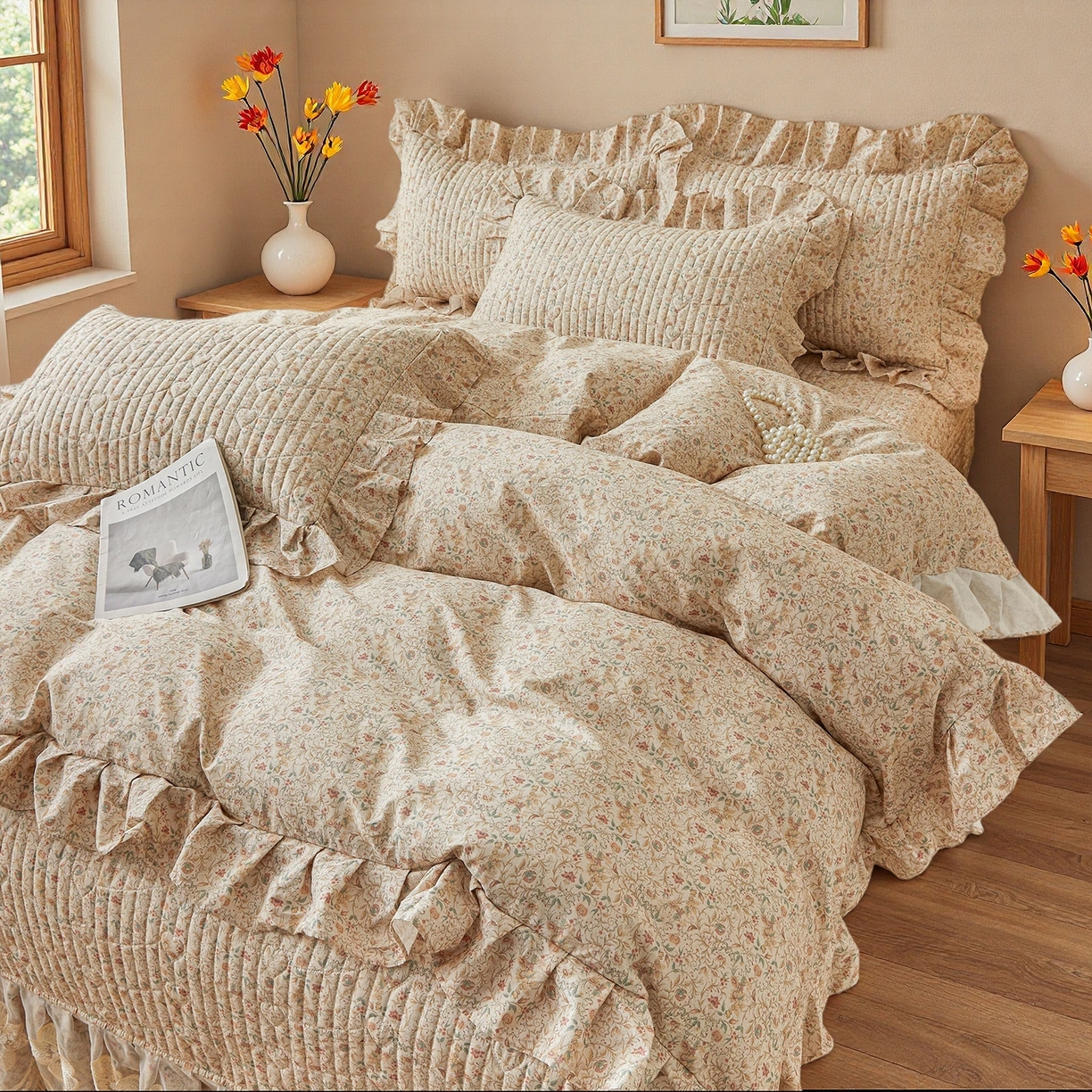 91家纺网 家纺一手货源 找家纺 宜凡家纺 2026新款全棉数码印花床盖三四件套①号系列四件套 云卷