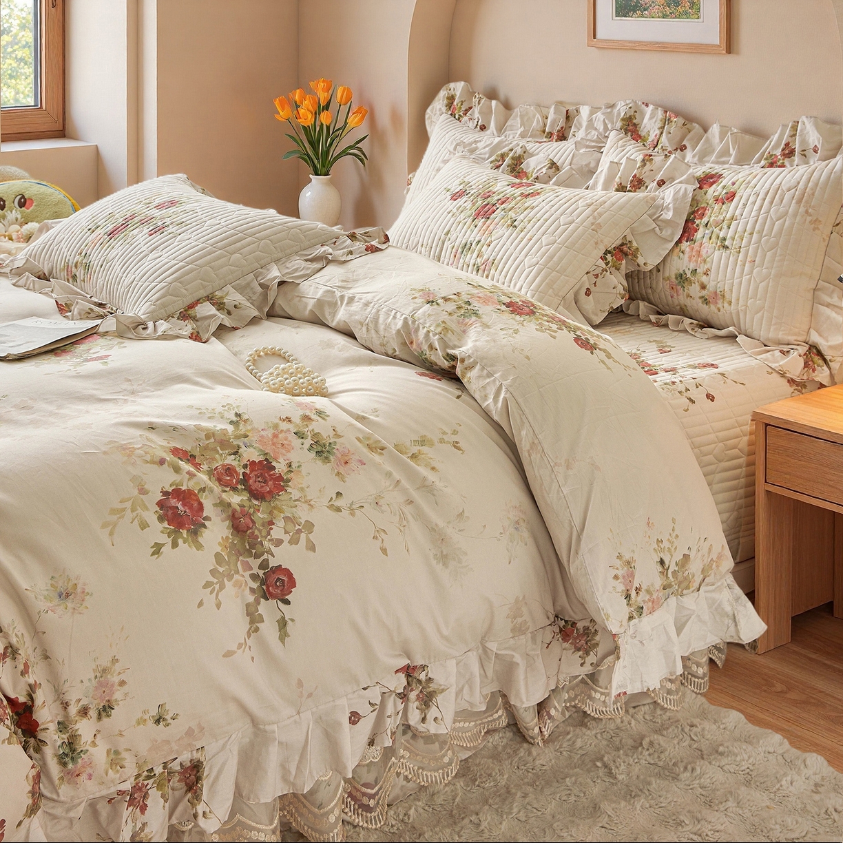 91家纺网 家纺一手货源 找家纺 宜凡家纺 2026新款全棉数码印花床盖三四件套①号系列四件套 云栀