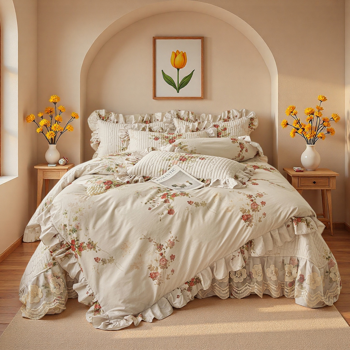 91家纺网 家纺一手货源 找家纺 宜凡家纺 2026新款全棉数码印花床盖三四件套①号系列四件套 云栀