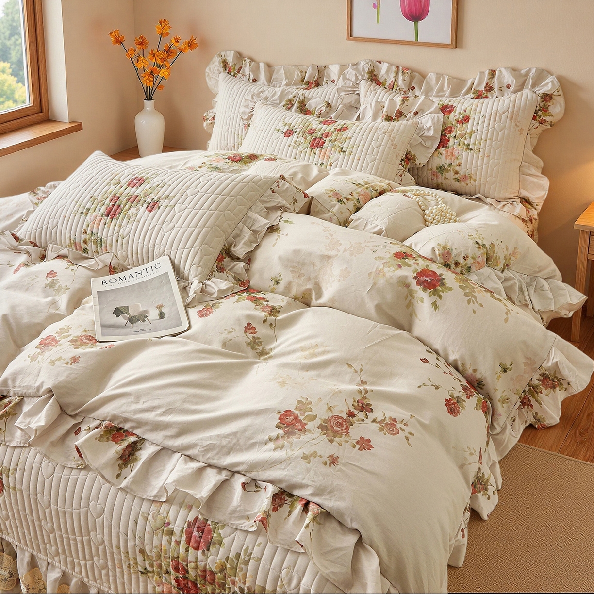 91家纺网 家纺一手货源 找家纺 宜凡家纺 2026新款全棉数码印花床盖三四件套①号系列四件套 云栀