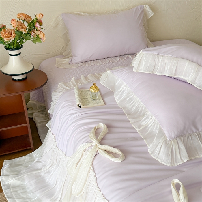 91家纺网 家纺一手货源 找家纺 吾欢心 2026春夏新款高端定制索菲亚夏被四件套空调被床单款床盖款 索菲亚紫-夏被四件套