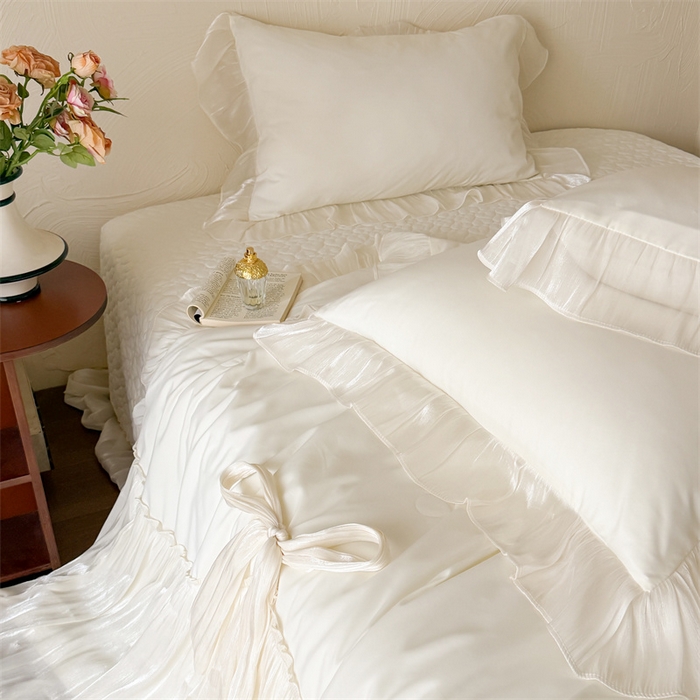 91家纺网 家纺一手货源 找家纺 吾欢心 2026春夏新款高端定制索菲亚夏被四件套空调被床单款床盖款 索菲亚白-夏被四件套