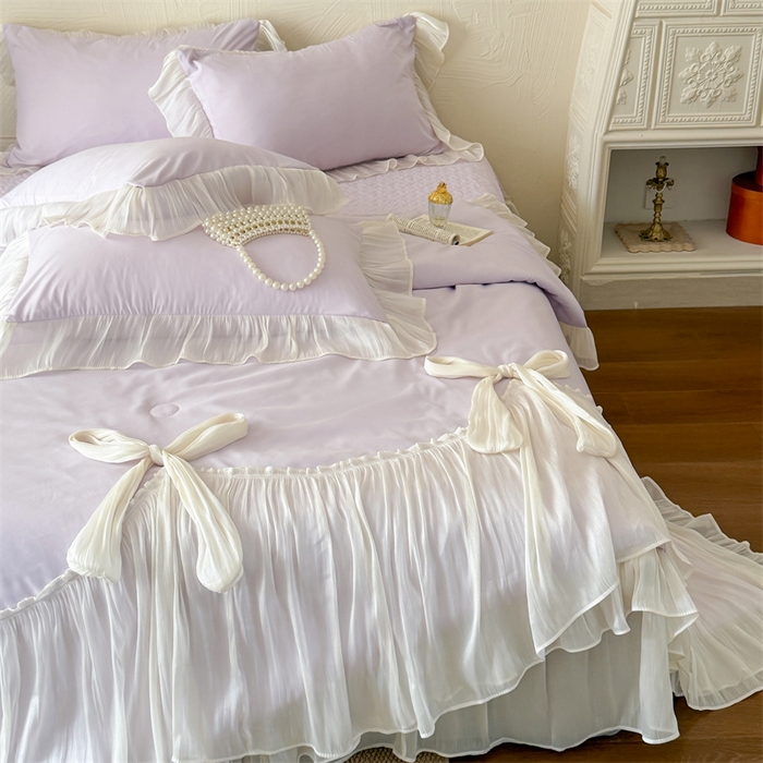 91家纺网 家纺一手货源 找家纺 吾欢心 2026春夏新款高端定制索菲亚夏被四件套空调被床单款床盖款 索菲亚紫-夏被四件套