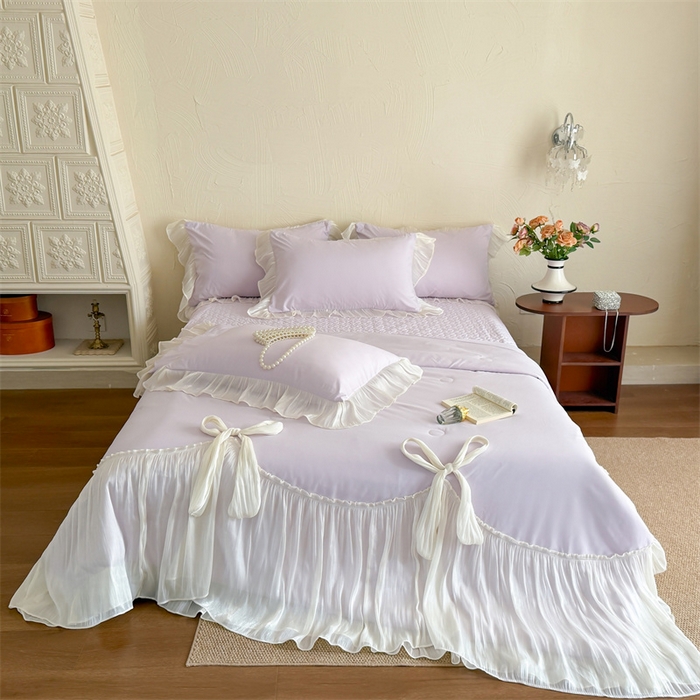 吾欢心 2026春夏新款高端定制索菲亚夏被四件套空调被床单款床盖款 索菲亚紫-夏被四件套