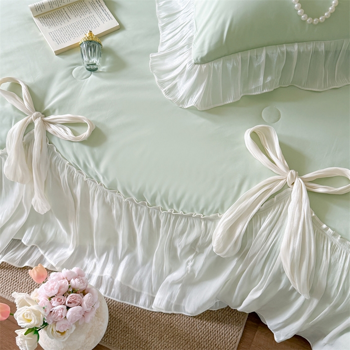 91家纺网 家纺一手货源 找家纺 吾欢心 2026春夏新款高端定制索菲亚夏被四件套空调被床单款床盖款 索菲亚绿-夏被四件套