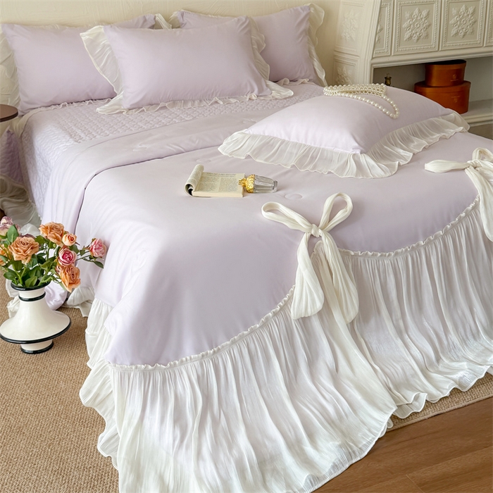 91家纺网 家纺一手货源 找家纺 吾欢心 2026春夏新款高端定制索菲亚夏被四件套空调被床单款床盖款 索菲亚紫-夏被四件套