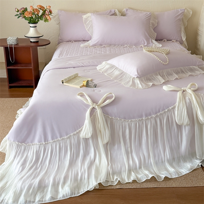 91家纺网 家纺一手货源 找家纺 吾欢心 2026春夏新款高端定制索菲亚夏被四件套空调被床单款床盖款 索菲亚紫-夏被四件套