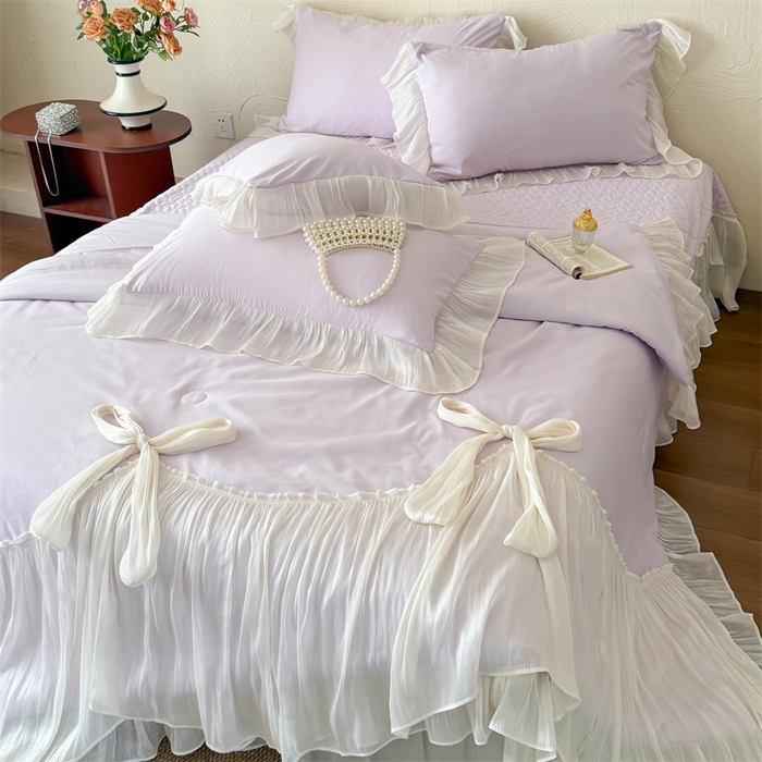 91家纺网 家纺一手货源 找家纺 吾欢心 2026春夏新款高端定制索菲亚夏被四件套空调被床单款床盖款 索菲亚紫-夏被四件套