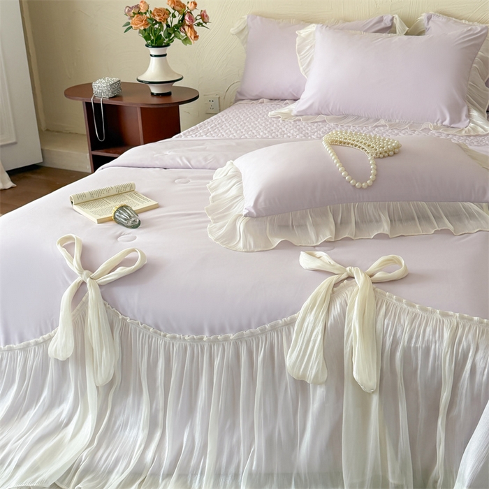 91家纺网 家纺一手货源 找家纺 吾欢心 2026春夏新款高端定制索菲亚夏被四件套空调被床单款床盖款 索菲亚紫-夏被四件套