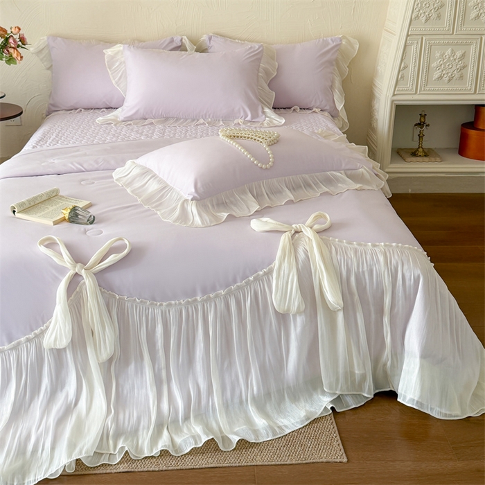 91家纺网 家纺一手货源 找家纺 吾欢心 2026春夏新款高端定制索菲亚夏被四件套空调被床单款床盖款 索菲亚紫-夏被四件套