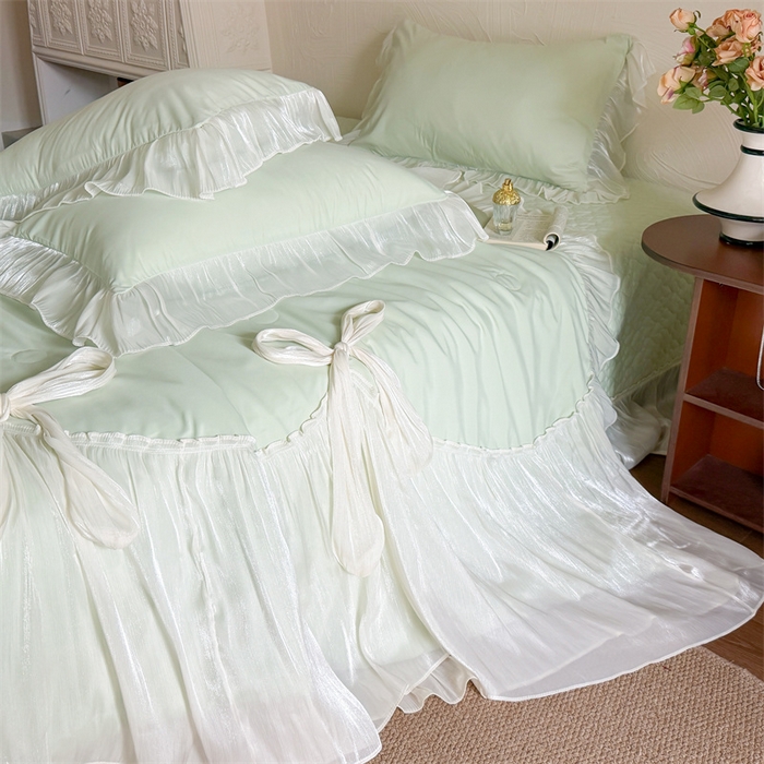 91家纺网 家纺一手货源 找家纺 吾欢心 2026春夏新款高端定制索菲亚夏被四件套空调被床单款床盖款 索菲亚绿-夏被四件套