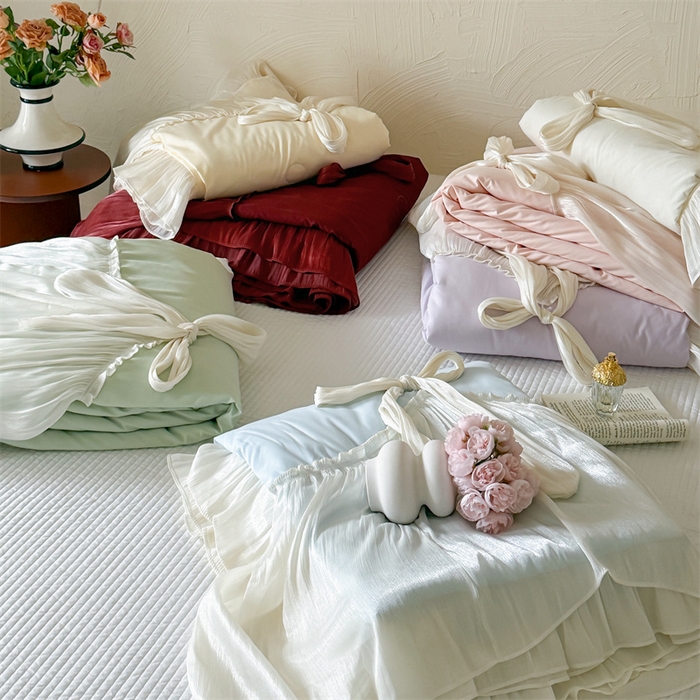 91家纺网 家纺一手货源 找家纺 吾欢心 2026春夏新款高端定制索菲亚夏被四件套空调被床单款床盖款 组合图仅供展示-不可下单