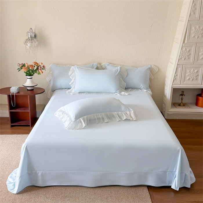 91家纺网 家纺一手货源 找家纺 吾欢心 2026春夏新款高端定制索菲亚夏被四件套空调被床单款床盖款 索菲亚蓝-夏被四件套