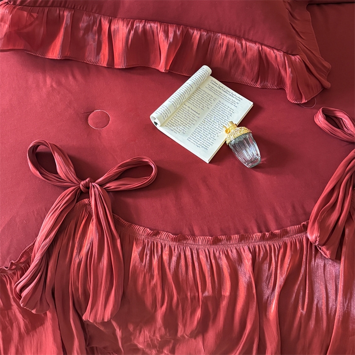 91家纺网 家纺一手货源 找家纺 吾欢心 2026春夏新款高端定制索菲亚夏被四件套空调被床单款床盖款 索菲亚红-夏被四件套