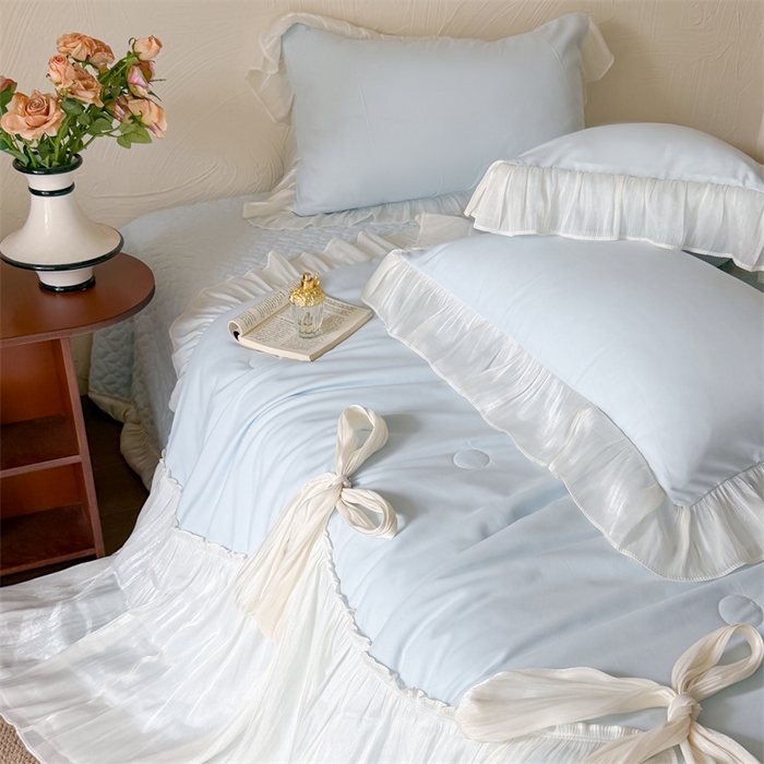 91家纺网 家纺一手货源 找家纺 吾欢心 2026春夏新款高端定制索菲亚夏被四件套空调被床单款床盖款 索菲亚蓝-夏被四件套