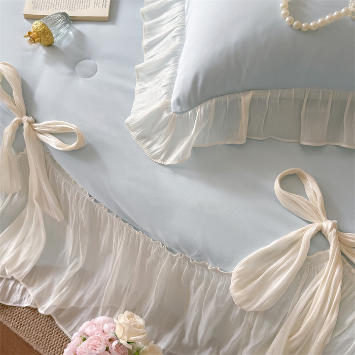 91家纺网 家纺一手货源 找家纺 吾欢心 2026春夏新款高端定制索菲亚夏被四件套空调被床单款床盖款 索菲亚蓝-夏被四件套