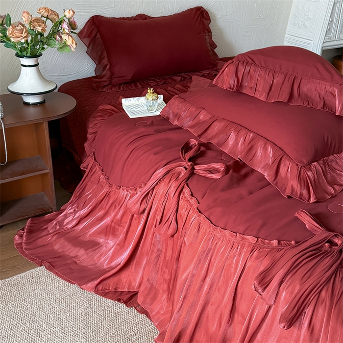 91家纺网 家纺一手货源 找家纺 吾欢心 2026春夏新款高端定制索菲亚夏被四件套空调被床单款床盖款 索菲亚红-夏被四件套