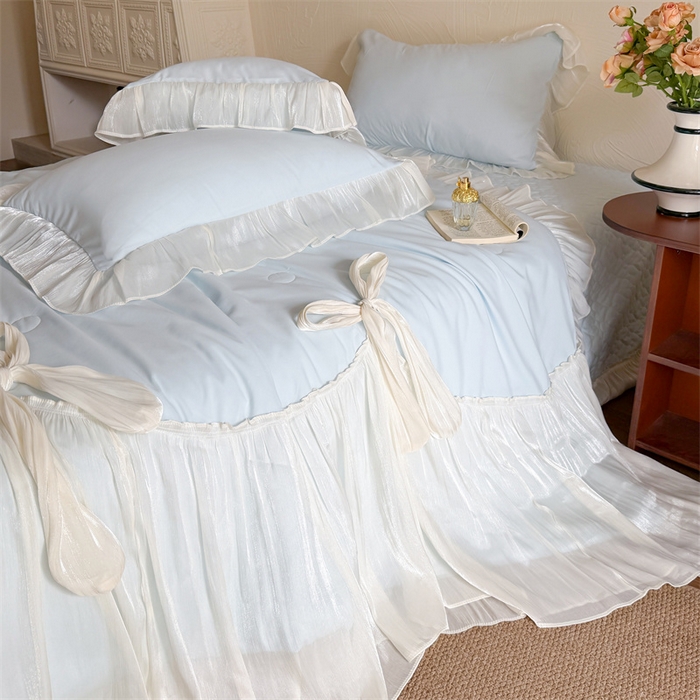 91家纺网 家纺一手货源 找家纺 吾欢心 2026春夏新款高端定制索菲亚夏被四件套空调被床单款床盖款 索菲亚蓝-夏被四件套