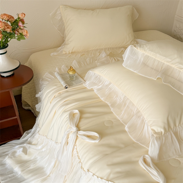 91家纺网 家纺一手货源 找家纺 吾欢心 2026春夏新款高端定制索菲亚夏被四件套空调被床单款床盖款 索菲亚黄-夏被四件套