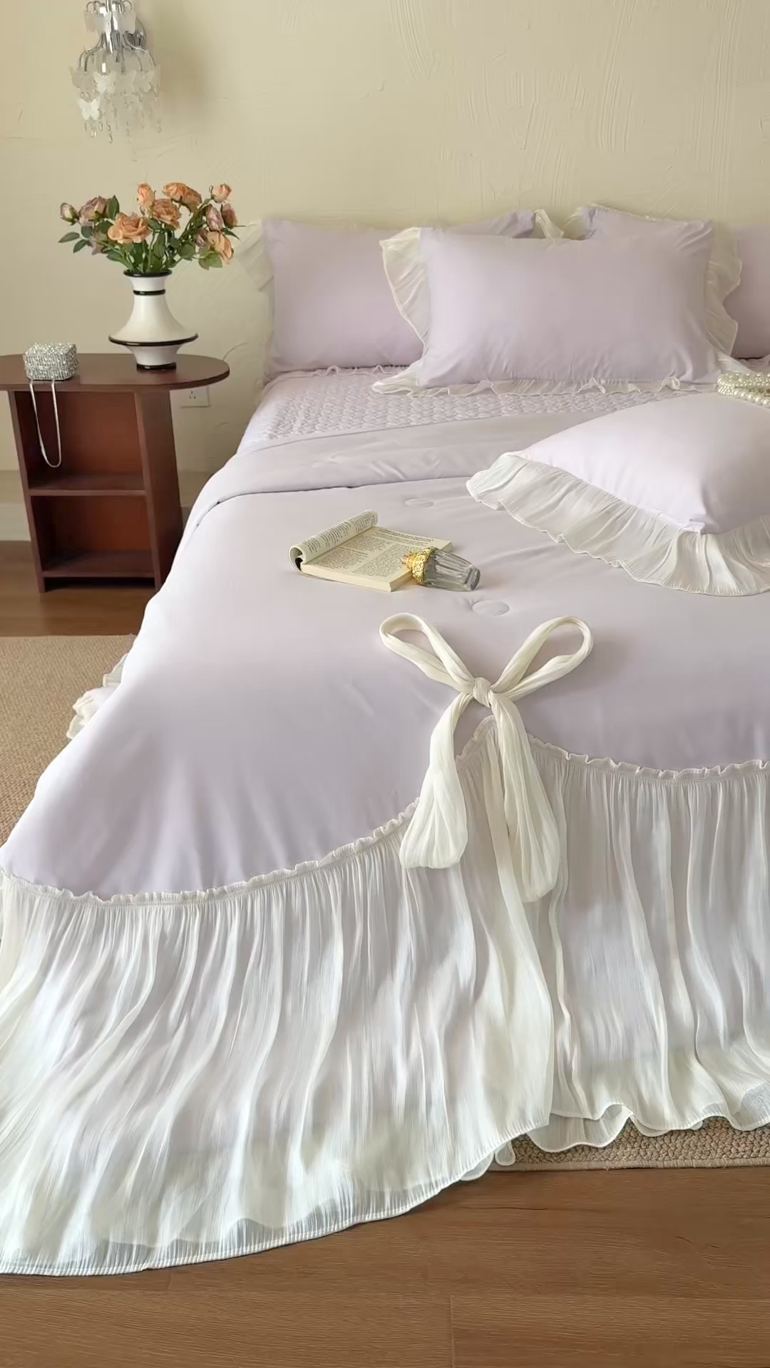 91家纺网 家纺一手货源 找家纺 吾欢心 2026春夏新款高端定制索菲亚夏被四件套空调被床单款床盖款 索菲亚紫-夏被四件套