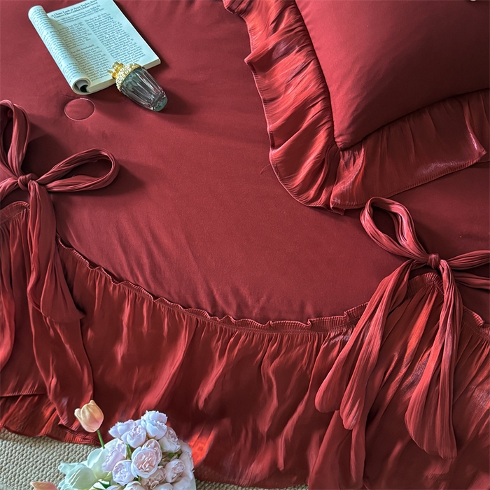 91家纺网 家纺一手货源 找家纺 吾欢心 2026春夏新款高端定制索菲亚夏被四件套空调被床单款床盖款 索菲亚红-夏被四件套