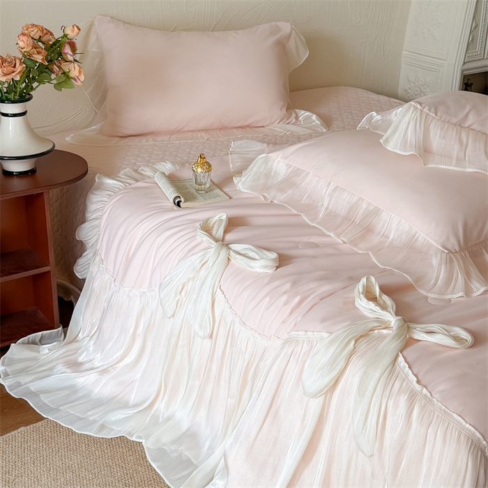 91家纺网 家纺一手货源 找家纺 吾欢心 2026春夏新款高端定制索菲亚夏被四件套空调被床单款床盖款 索菲亚粉-夏被四件套