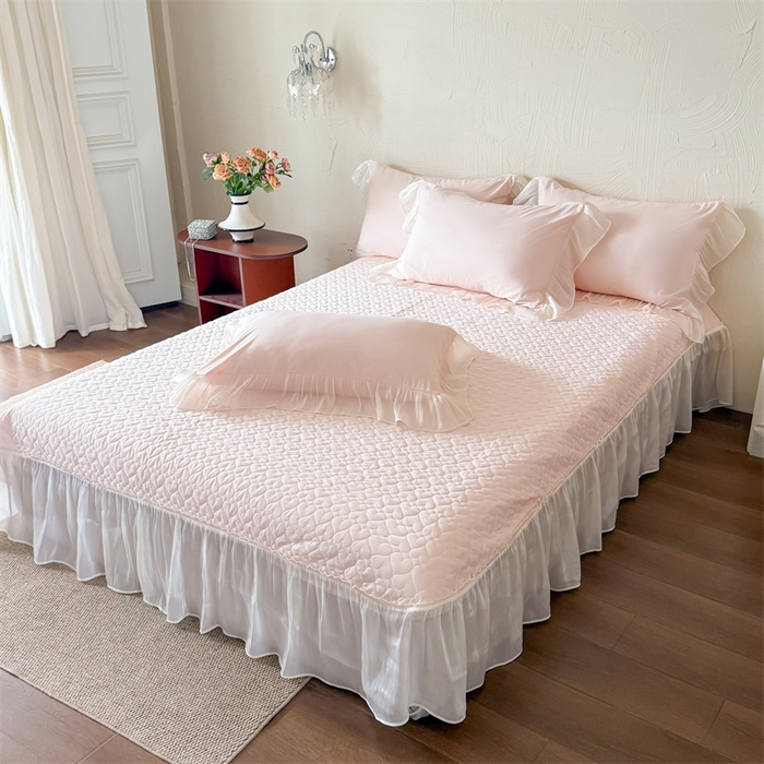 91家纺网 家纺一手货源 找家纺 吾欢心 2026春夏新款高端定制索菲亚夏被四件套空调被床单款床盖款 索菲亚粉-夏被四件套