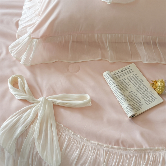 91家纺网 家纺一手货源 找家纺 吾欢心 2026春夏新款高端定制索菲亚夏被四件套空调被床单款床盖款 索菲亚粉-夏被四件套