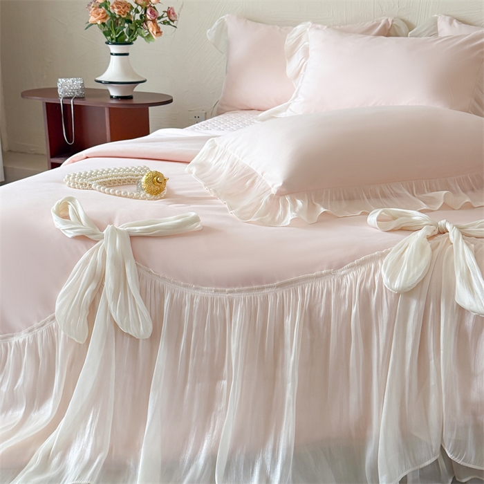 91家纺网 家纺一手货源 找家纺 吾欢心 2026春夏新款高端定制索菲亚夏被四件套空调被床单款床盖款 索菲亚粉-夏被四件套